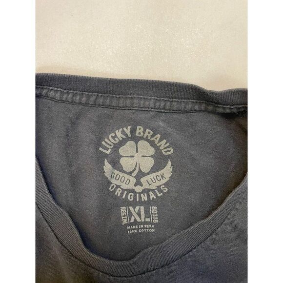 Lucky Brand Rock N Pocker Graphic T-shirt Men XL Black Short Sleeve - Picture 6 of 7